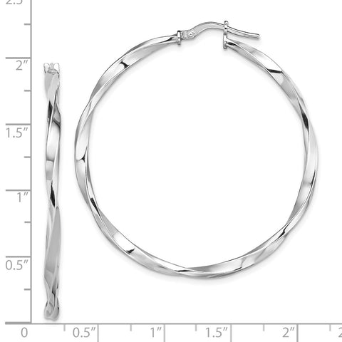 Sterling Silver RH-plated Polished Twisted 2.5x40mm Hoop Earrings-WBC-QE13272