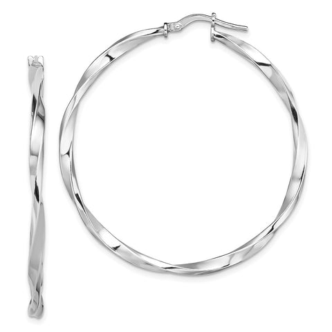 Sterling Silver RH-plated Polished Twisted 2.5x40mm Hoop Earrings-WBC-QE13272