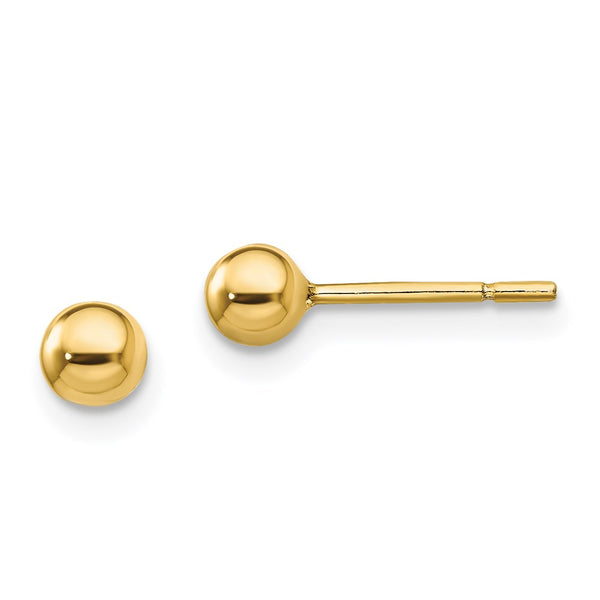 Sterling Silver Gold-Tone Polished 4mm Ball Post Earrings-WBC-QE13330