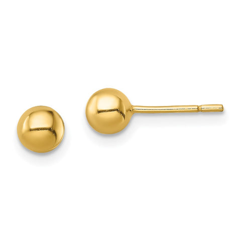 Sterling Silver Gold-Tone Polished 5mm Ball Post Earrings-WBC-QE13331