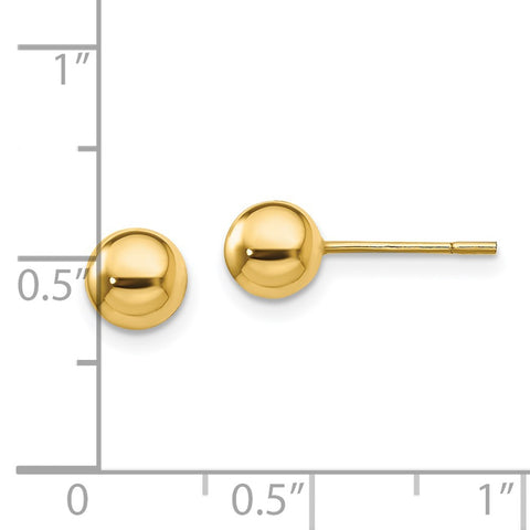 Sterling Silver Gold-Tone Polished 6mm Ball Post Earrings-WBC-QE13332