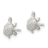Sterling Silver Polished and Textured Turtle Post Earrings-WBC-QE13344
