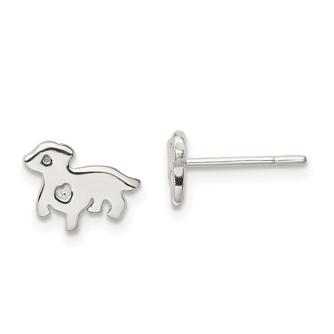 Sterling Silver Polished Dog Post Earrings-WBC-QE13358