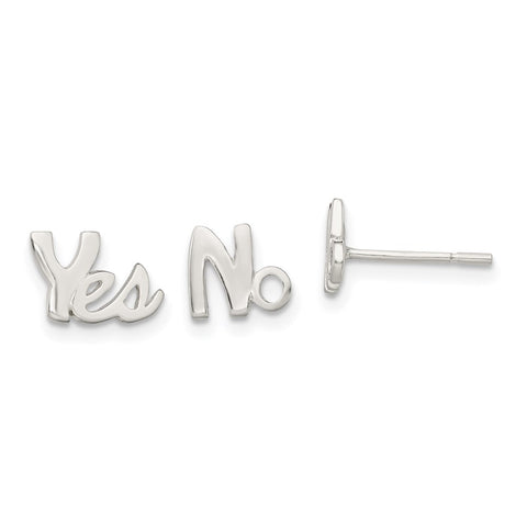 Sterling Silver Polished Left and Right YES/NO Post Earrings-WBC-QE13426