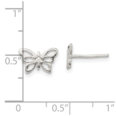 Sterling Silver Polished Butterfly Post Earrings-WBC-QE13519
