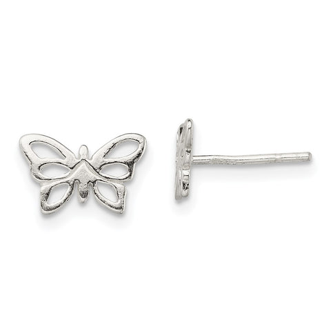 Sterling Silver Polished Butterfly Post Earrings-WBC-QE13519