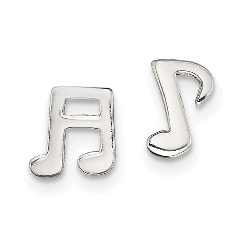 Sterling Silver Polished Left and Right Music Notes Post Earrings-WBC-QE13541