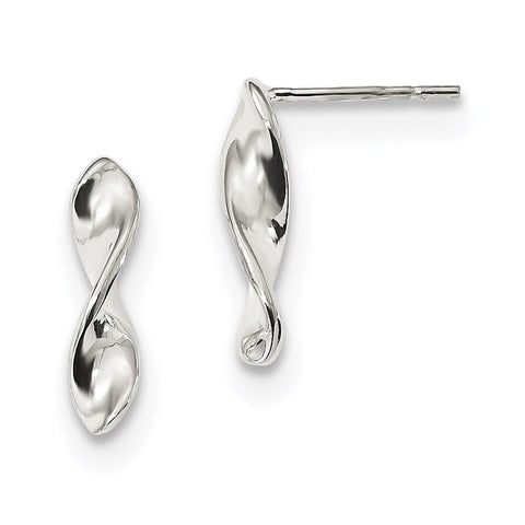 Sterling Silver Polished Twisted Post Earrings-WBC-QE13612