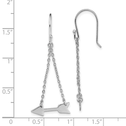 Sterling Silver Rhodium-plated Double Chain Arrow Dangle Earrings-WBC-QE13656