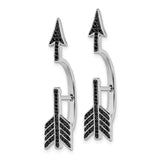 Sterling Silver Rhodium-plated CZ Arrow Hinged Post Earrings-WBC-QE13657