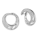Sterling Silver Rhodium-plated CZ Hinged Hoop Earrings-WBC-QE13725