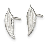 Sterling Silver Polished Feather Post Earrings-WBC-QE13807