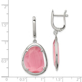 Sterling Silver Rhodium-plated Created Cats Eye Hinged Dangle Earrings-WBC-QE13931