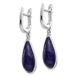 Sterling Silver Rhodium-plated Lapis Teardrop Hinged Earrings-WBC-QE14002