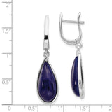 Sterling Silver Rhodium-plated Lapis Teardrop Hinged Earrings-WBC-QE14002