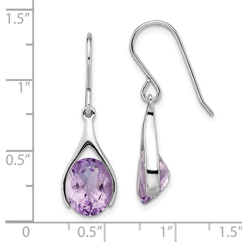 Sterling Silver Rhodium-plated Amethyst Shepherds Hook Earrings-WBC-QE14047AM