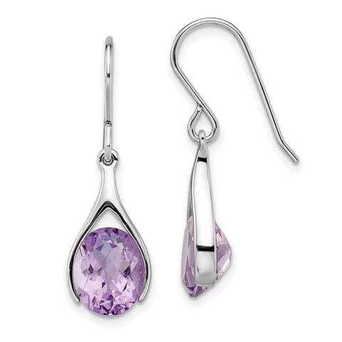 Sterling Silver Rhodium-plated Amethyst Shepherds Hook Earrings-WBC-QE14047AM