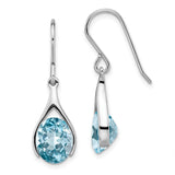 Sterling Silver Rhodium-plated Light Swiss Blue Topaz Shepherds Hook Earrin-WBC-QE14047BT