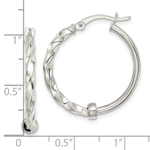 Sterling Silver Polished and Twisted Hoop Earrings-WBC-QE14114