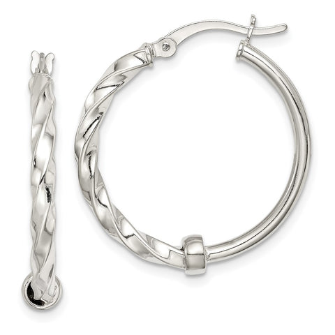 Sterling Silver Polished and Twisted Hoop Earrings-WBC-QE14114