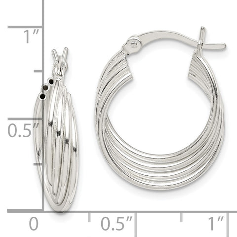 Sterling Silver Polished Twisted Multi-Hoop Earrings-WBC-QE14175