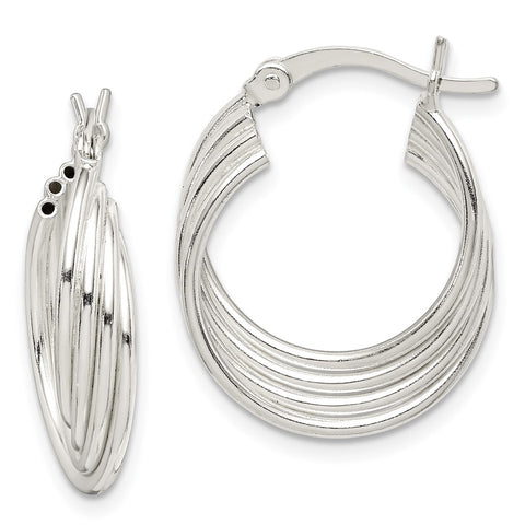 Sterling Silver Polished Twisted Multi-Hoop Earrings-WBC-QE14175
