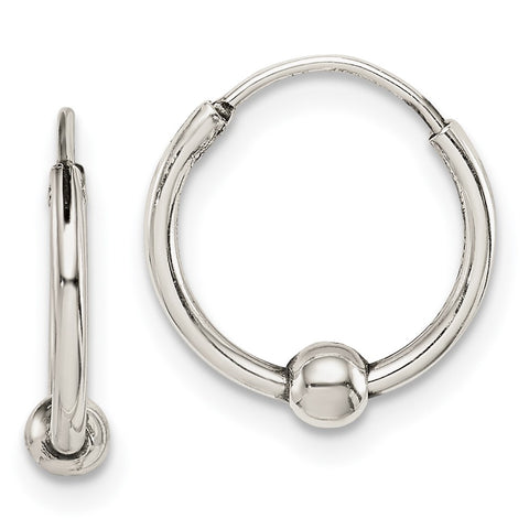 Sterling Silver Antiqued Beaded Endless Hoop Earrings-WBC-QE14206