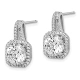 Sterling Silver Rhodium-plated CZ Halo Post Earrings-WBC-QE14215