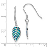 Sterling Silver Rhod-plated Creat Blue Opal Inlay Leaf Dangle Earrings-WBC-QE14291