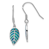 Sterling Silver Rhod-plated Creat Blue Opal Inlay Leaf Dangle Earrings-WBC-QE14291