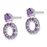 Sterling Silver Polished 5mm Amethyst Studs w/Dangle Earring Jackets-WBC-QE14366