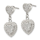 Sterling Silver CZ Heart Dangle Earrings-WBC-QE14404