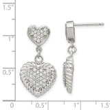 Sterling Silver CZ Heart Dangle Earrings-WBC-QE14404