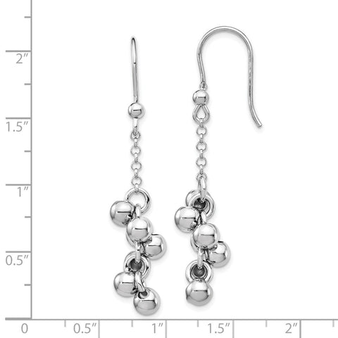 Sterling Silver Rhodium-plated Beads Dangle Earrings-WBC-QE14405