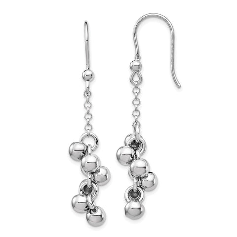 Sterling Silver Rhodium-plated Beads Dangle Earrings-WBC-QE14405