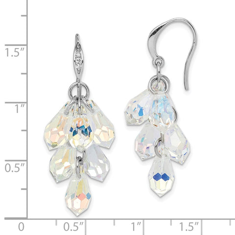 Sterling Silver Rhodium-plated Aurora Crystal Dangle Earrings-WBC-QE14431