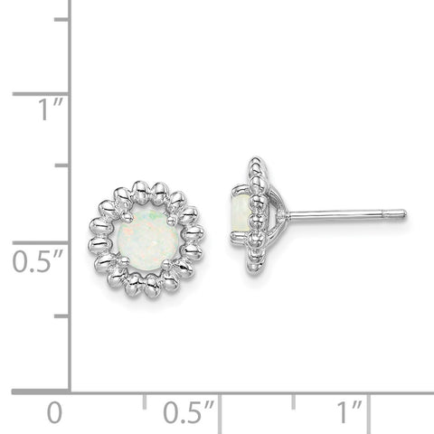 Sterling Silver Rhod-plat Milky Opal Earrings-WBC-QE14495OCT