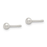 Sterling Silver Brushed 3mm Ball Post Earrings-WBC-QE14577