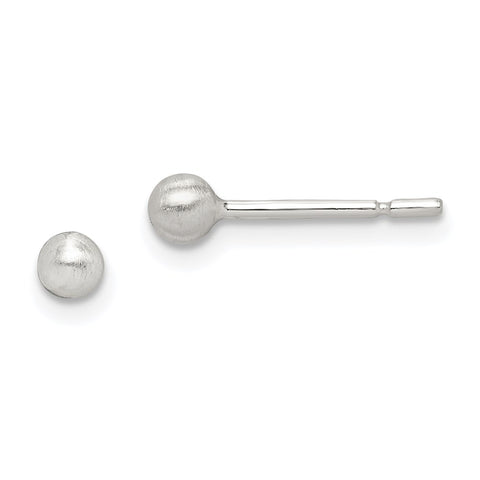 Sterling Silver Brushed 3mm Ball Post Earrings-WBC-QE14577