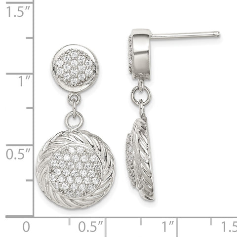 Sterling Silver CZ Circle Dangle Earrings-WBC-QE14633