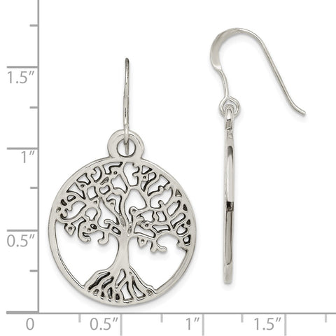 Sterling Silver Tree of Life Dangle Earrings-WBC-QE14687