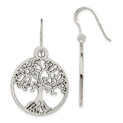 Sterling Silver Tree of Life Dangle Earrings-WBC-QE14687