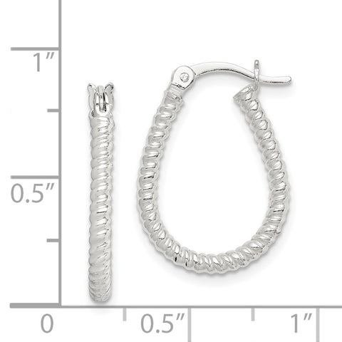 Sterling Silver Twisted 2.5mm Teardrop Hoop Earrings-WBC-QE14738