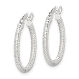 Sterling Silver Twisted 2x20mm Round Hoop Earrings-WBC-QE14739