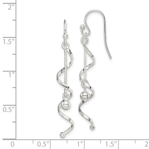 Sterling Silver Polished Twisted Dangle Earrings-WBC-QE14792
