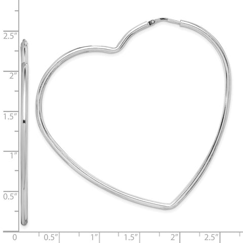 Sterling Silver Rhodium-Plated 2mm Heart Hoop Earrings-WBC-QE14843