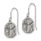 Sterling Silver Rhodium-plated Rutilated Quartz Dangle Earrings-WBC-QE14915