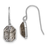 Sterling Silver Rhodium-plated Rutilated Quartz Dangle Earrings-WBC-QE14915