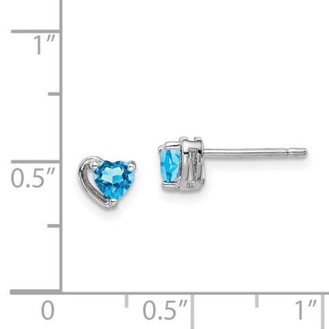 Sterling Silver Rhod-plated Light Swiss Blue Topaz Heart Post Earrings-WBC-QE14916DEC