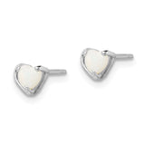 Sterling Silver Rhod-plated Imitation Opal Heart Post Earrings-WBC-QE14916OCT